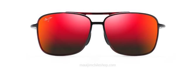 4DRP166 tortuga roja y negra/lava hawaiana lentes de sol tipo aviador polarizados gap de kaupo Maui Jim