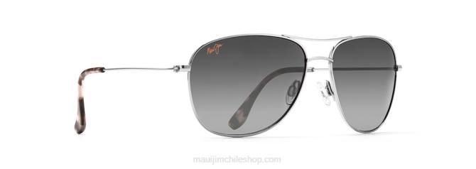 4DRP198 plateado/gris neutro lentes de sol tipo aviador polarizados cliff house Maui Jim