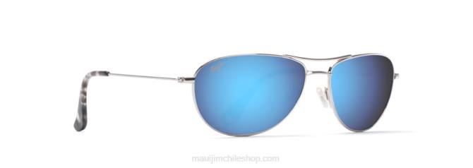 4DRP326 plata/azul hawaii gafas de sol tipo aviador polarizadas baby beach Maui Jim