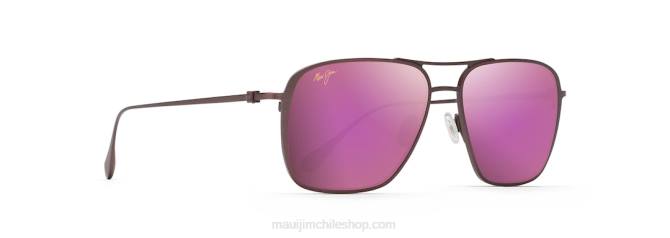 4DRP363 burdeos cepillado mate/amanecer gafas de sol estilo aviador polarizadas con ajuste asiático de las playas Maui Jim