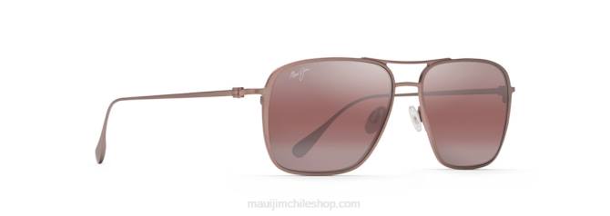 4DRP364 marrón rojo satinado/rosa gafas de sol estilo aviador polarizadas con ajuste asiático de las playas Maui Jim