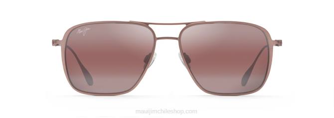 4DRP364 marrón rojo satinado/rosa gafas de sol estilo aviador polarizadas con ajuste asiático de las playas Maui Jim
