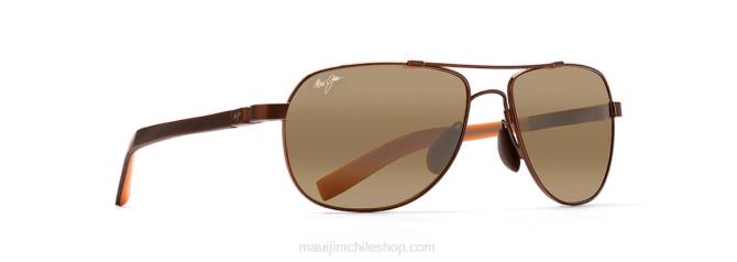 4DRP389 cobre brillo metalizado/bronce hcl anteojos de sol tipo aviador con protección de barandillas Maui Jim