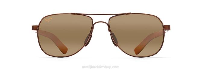 4DRP389 cobre brillo metalizado/bronce hcl anteojos de sol tipo aviador con protección de barandillas Maui Jim