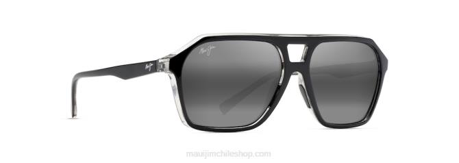 4DRP47 negro brillante con interior de cristal/gris neutro gafas de sol estilo aviador polarizadas con cuñas Maui Jim