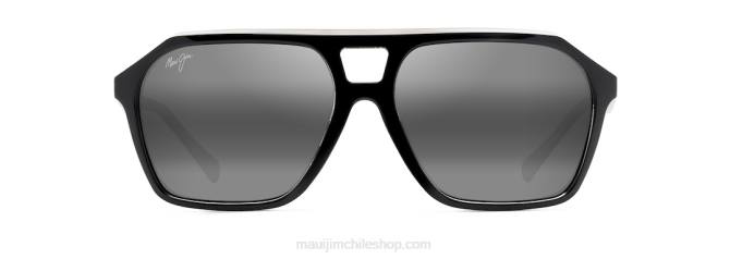 4DRP47 negro brillante con interior de cristal/gris neutro gafas de sol estilo aviador polarizadas con cuñas Maui Jim
