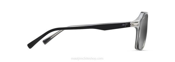 4DRP47 negro brillante con interior de cristal/gris neutro gafas de sol estilo aviador polarizadas con cuñas Maui Jim