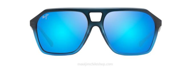 4DRP48 negro mate degradado a azul/azul hawaii gafas de sol estilo aviador polarizadas con cuñas Maui Jim