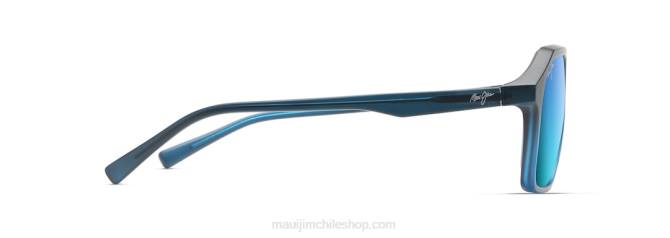 4DRP48 negro mate degradado a azul/azul hawaii gafas de sol estilo aviador polarizadas con cuñas Maui Jim