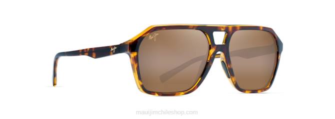 4DRP49 tortuga con interior ámbar/bronce hcl gafas de sol estilo aviador polarizadas con cuñas Maui Jim