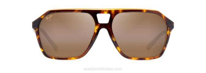 4DRP49 tortuga con interior ámbar/bronce hcl gafas de sol estilo aviador polarizadas con cuñas Maui Jim