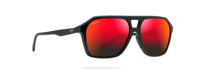 4DRP50 negro mate/lava hawaiana gafas de sol estilo aviador polarizadas con cuñas Maui Jim