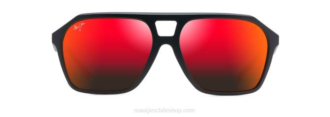 4DRP50 negro mate/lava hawaiana gafas de sol estilo aviador polarizadas con cuñas Maui Jim
