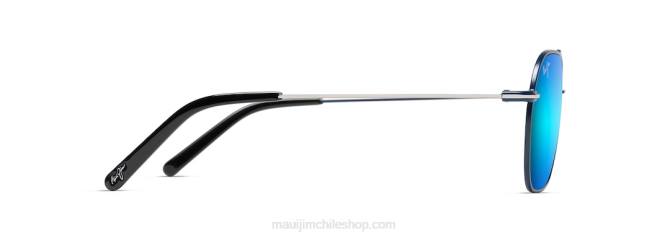 4DRP63 azul marino oscuro con franja plateada/azul hawaii gafas de sol estilo aviador polarizadas Maui Jim