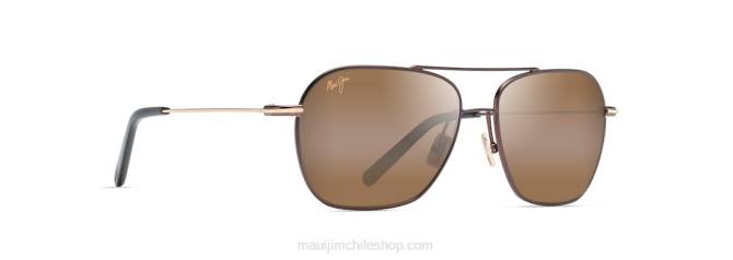 4DRP64 marrón oscuro con franja dorada/bronce hcl gafas de sol estilo aviador polarizadas Maui Jim