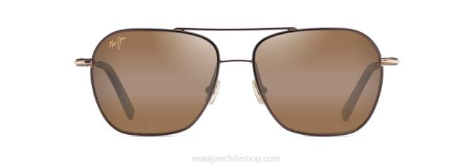 4DRP64 marrón oscuro con franja dorada/bronce hcl gafas de sol estilo aviador polarizadas Maui Jim