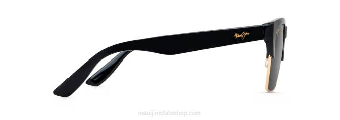 4DRP172 negro brillo con dorado/gris neutro gafas de sol perico polarizadas clasicas Maui Jim