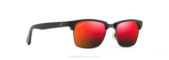 4DRP193 negro brillante con peltre antiguo/lava hawaiana anteojos de sol clásicos polarizados kawika Maui Jim