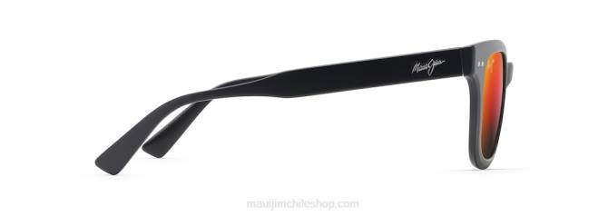 4DRP224 negro mate/lava hawaiana gafas de sol clásicas polarizadas Shore Break Maui Jim