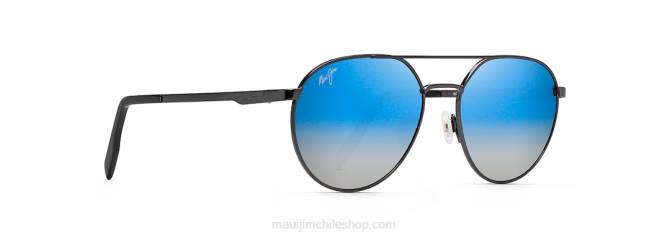 4DRP241 bronce oscuro/doble espejo de azul a plata gafas de sol clásicas polarizadas frente al mar Maui Jim
