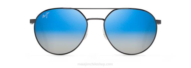 4DRP241 bronce oscuro/doble espejo de azul a plata gafas de sol clásicas polarizadas frente al mar Maui Jim