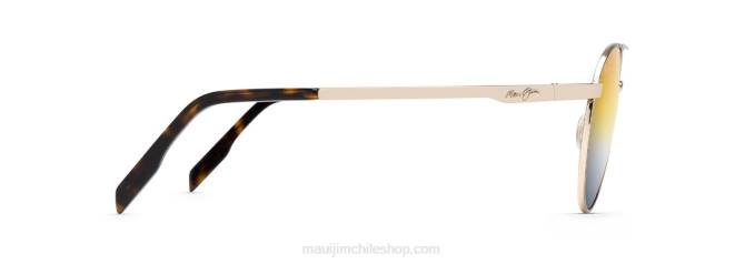 4DRP242 metal dorado/espejo dual dorado a plateado gafas de sol clásicas polarizadas frente al mar Maui Jim