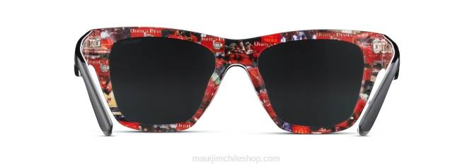 4DRP287 negro brillante con interior de collage de agudos/espejo doble plateado a negro gafas de sol clásicas polarizadas triples Maui Jim