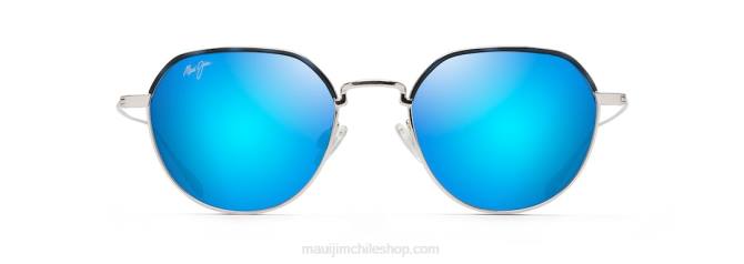 4DRP83 plata mate/azul hawaii gafas de sol clásicas polarizadas island eyes Maui Jim