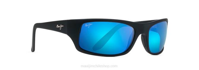 4DRP272 caucho negro mate/azul hawaii gafas de sol cruzadas peahi polarizadas Maui Jim