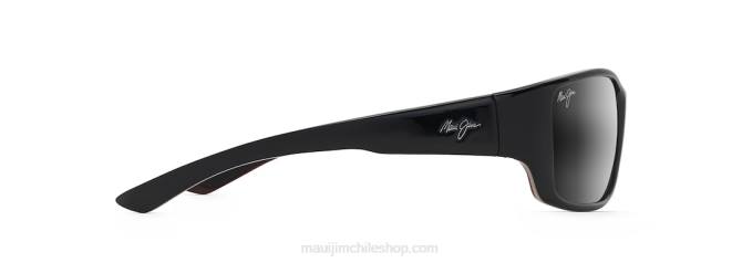 4DRP369 negro brillante con gris y granate/gris neutro lentes de sol envolventes polarizados local kine Maui Jim