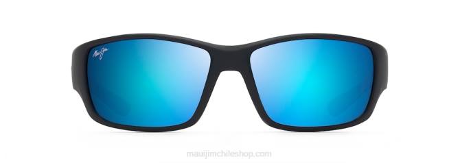 4DRP370 negro suave con azul marino y gris/azul hawaii lentes de sol envolventes polarizados local kine Maui Jim