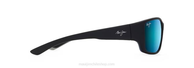 4DRP370 negro suave con azul marino y gris/azul hawaii lentes de sol envolventes polarizados local kine Maui Jim