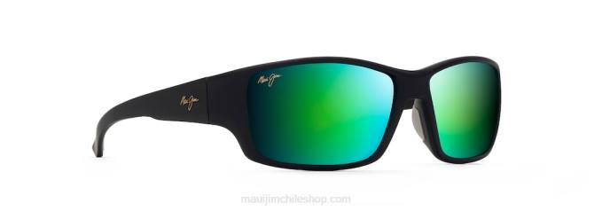 4DRP371 negro suave con verde transparente oscuro y gris transparente claro/verde lentes de sol envolventes polarizados local kine Maui Jim