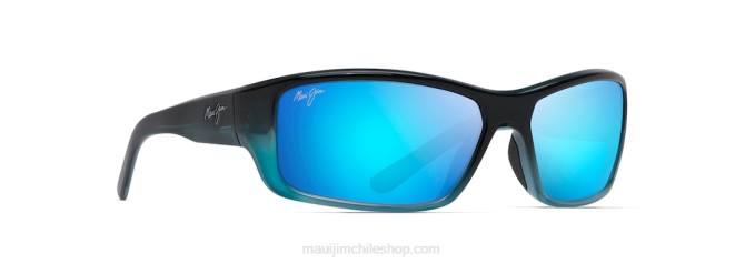 4DRP379 azul con turquesa/azul hawaii lentes de sol envolventes con diseño de arrecife polarizado Maui Jim