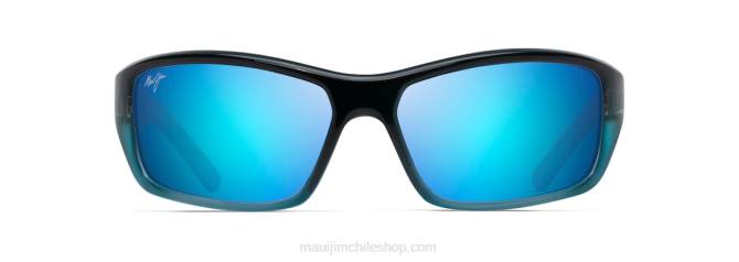 4DRP379 azul con turquesa/azul hawaii lentes de sol envolventes con diseño de arrecife polarizado Maui Jim