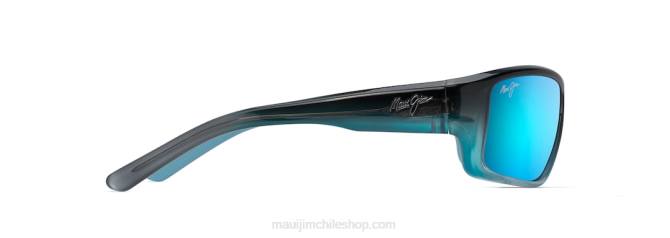 4DRP379 azul con turquesa/azul hawaii lentes de sol envolventes con diseño de arrecife polarizado Maui Jim
