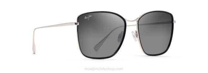 4DRP1 negro brillante con plateado/gris neutro gafas de sol de moda polarizadas tiger lily Maui Jim