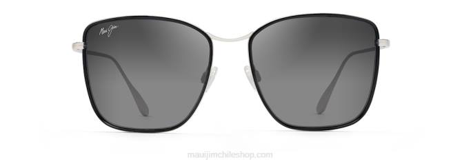 4DRP1 negro brillante con plateado/gris neutro gafas de sol de moda polarizadas tiger lily Maui Jim