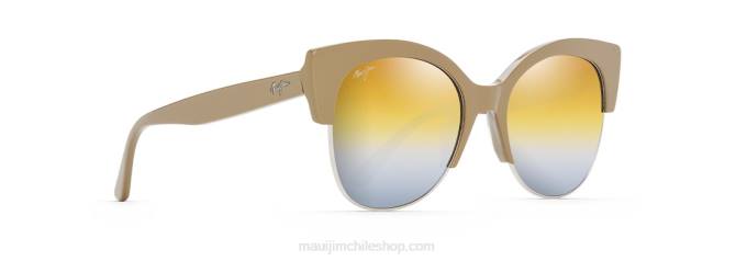 4DRP204 visón plateado con espejo plateado/dual dorado a plateado gafas de sol moda polarizadas mariposa Maui Jim
