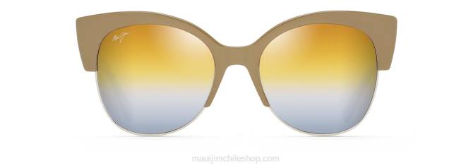 4DRP204 visón plateado con espejo plateado/dual dorado a plateado gafas de sol moda polarizadas mariposa Maui Jim