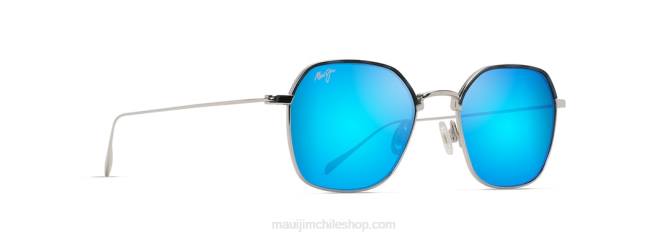 4DRP66 plata mate/azul hawaii luna doggy gafas de sol polarizadas de moda Maui Jim
