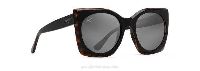 4DRP76 negro con interior tortuga/gris neutro gafas de sol de moda polarizadas pakalana Maui Jim