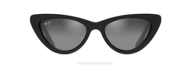 4DRP14 negro brillo/espejo doble plateado a negro gafas de sol cat eye polarizadas lichi Maui Jim