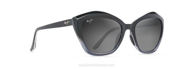 4DRP218 negro brillante degradado/gris neutro lentes de sol estilo ojo de gato polarizados Maui Jim
