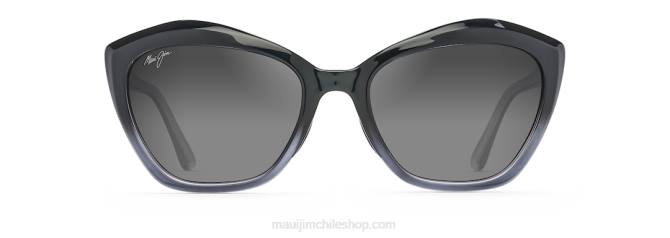 4DRP218 negro brillante degradado/gris neutro lentes de sol estilo ojo de gato polarizados Maui Jim