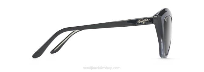4DRP218 negro brillante degradado/gris neutro lentes de sol estilo ojo de gato polarizados Maui Jim