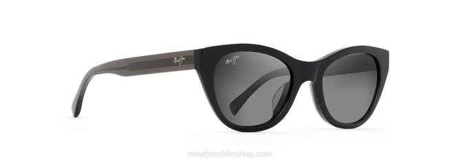 4DRP263 negro con varillas gris oscuro transparente/gris neutro lentes de sol ojo de gato capri polarizados Maui Jim