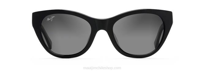4DRP263 negro con varillas gris oscuro transparente/gris neutro lentes de sol ojo de gato capri polarizados Maui Jim