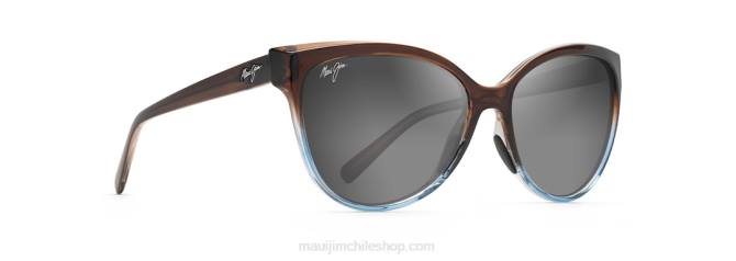 4DRP373 chocolate negro translúcido con azul/gris neutro gafas de sol ojo de gato polarizadas olu Maui Jim