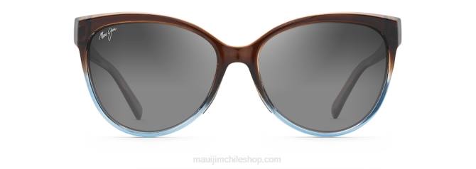 4DRP373 chocolate negro translúcido con azul/gris neutro gafas de sol ojo de gato polarizadas olu Maui Jim